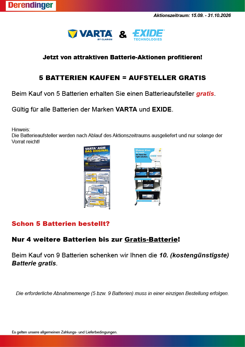 Batterien-Aktion VARTA &nbsp;& EXIDE
