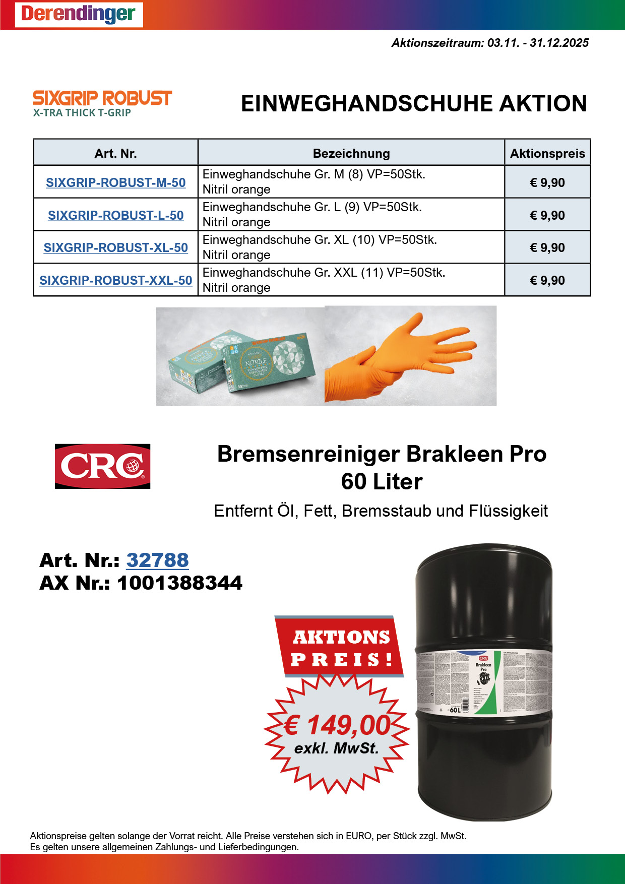 Einweghandschuhe & Bremsenreiniger