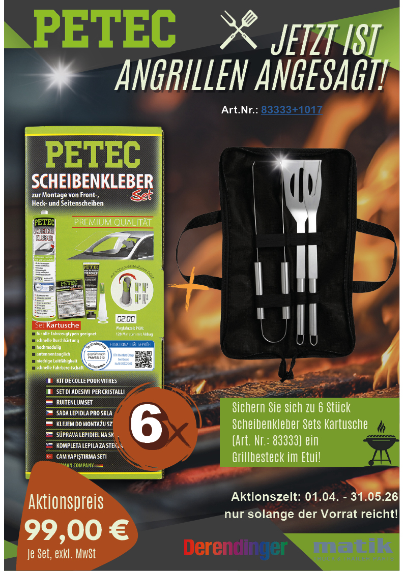 Scheibenkleber Set + Grillbesteck im Etui gratis